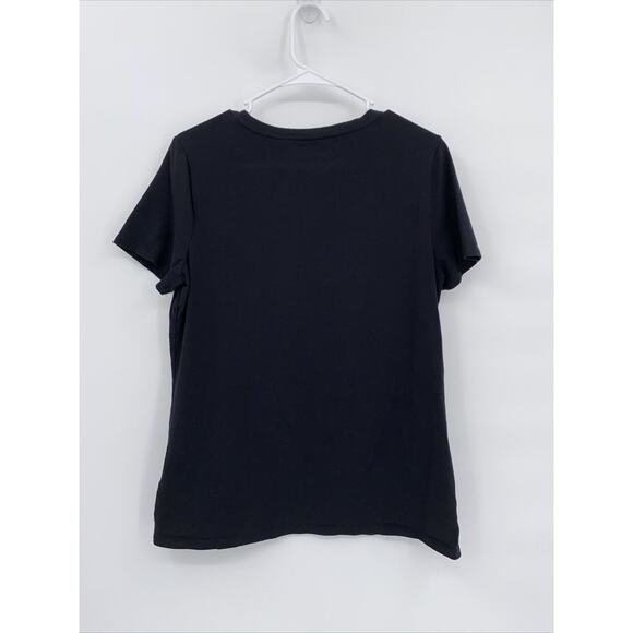 Amazon Stretch Round Neck Short Sleeve Pullover Skater Girl T-Shirt Black Large - Picture 5 of 7